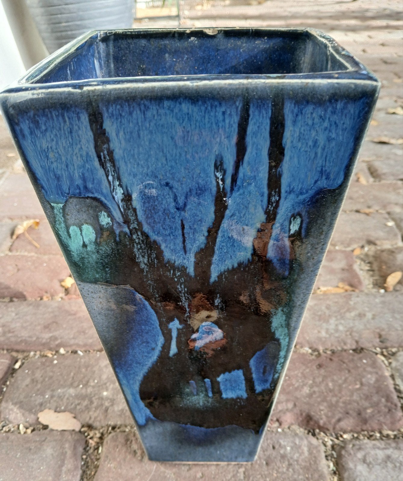 twee blauw geglazuurde potten, Ophalen, Binnen, Aardewerk, Rechthoekig