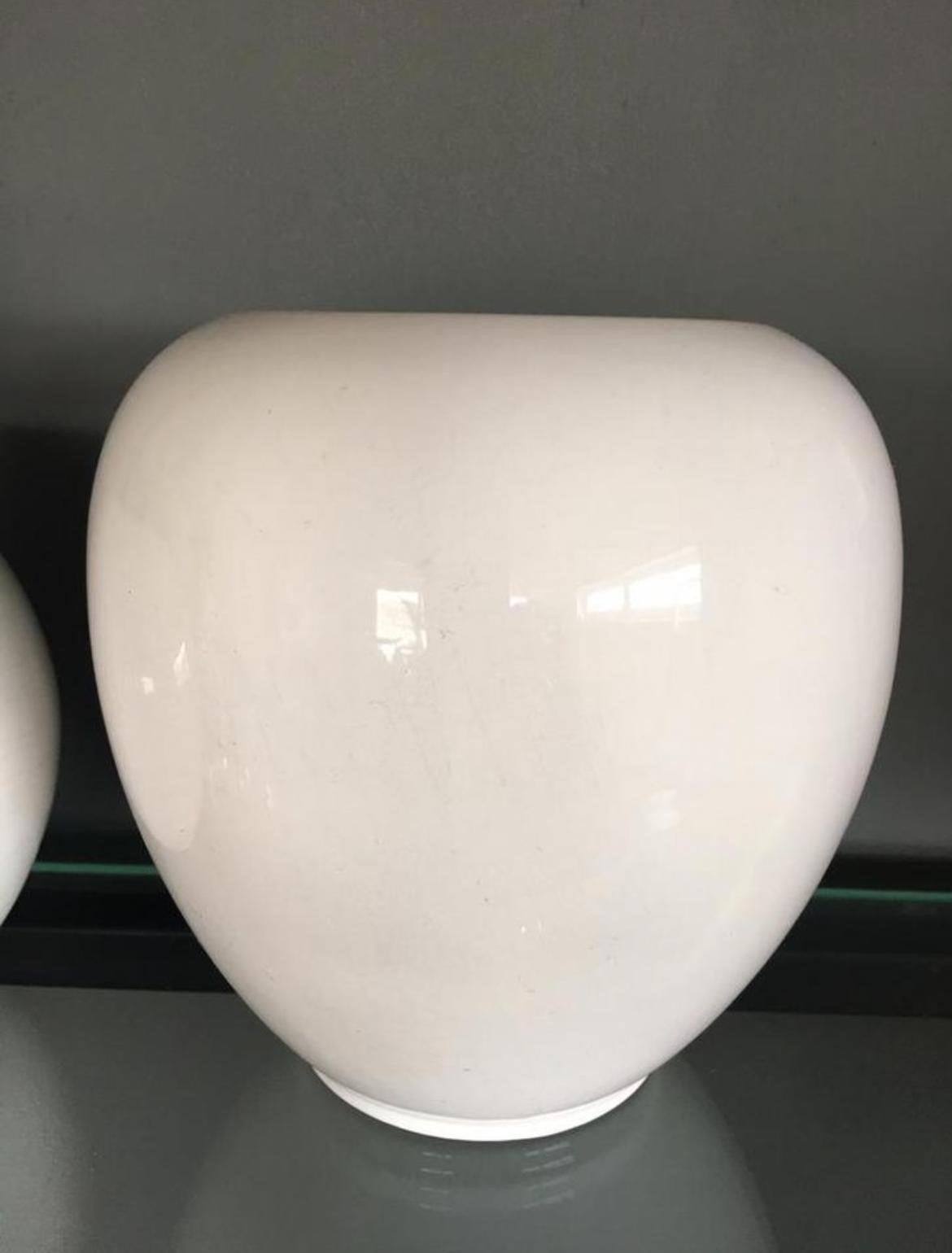Vintage Hollandse Witte Bolvaas Jaren '50  Design, Ophalen, Gebruikt, Wit, 15 cm