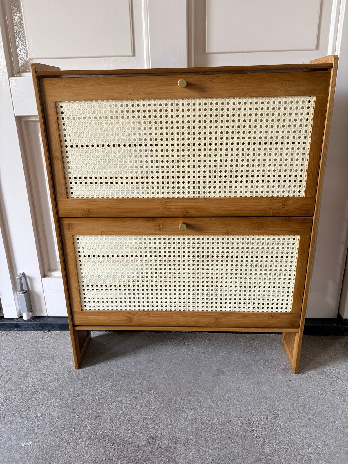 Schoenenkast bamboe met rotan look - 2 lades, Ophalen, Nieuw