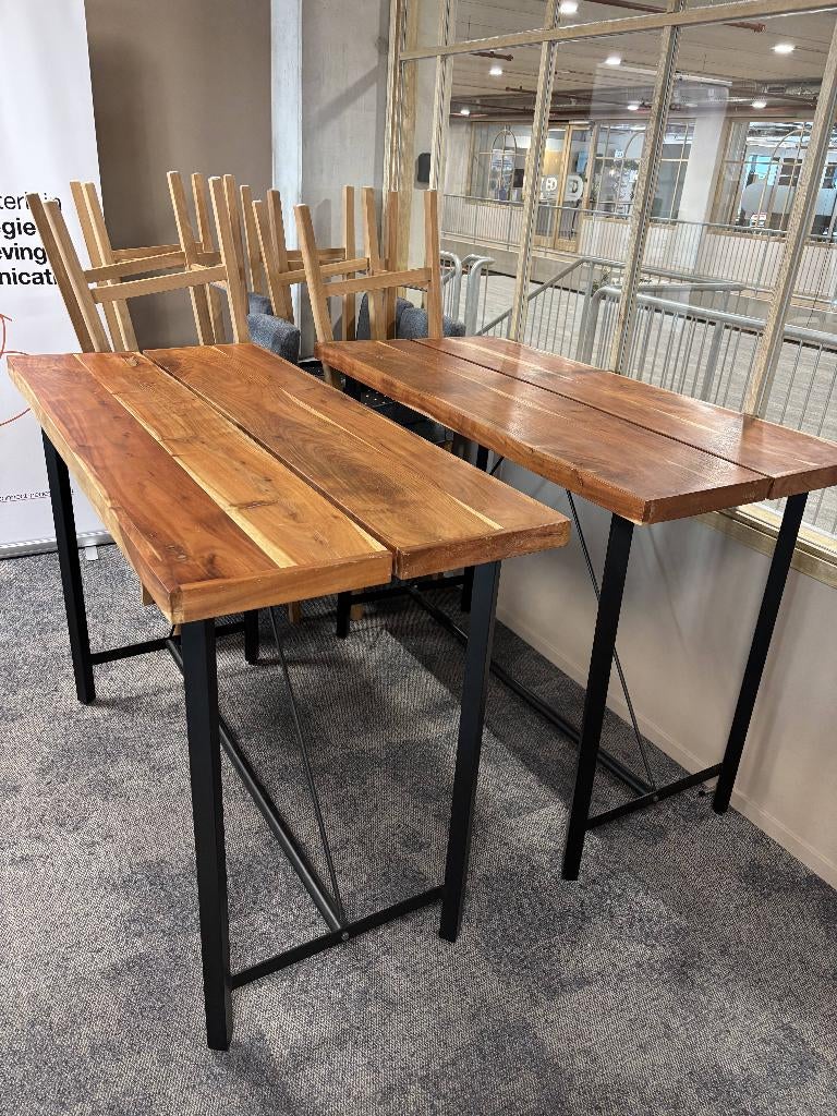 Mooie bartafels met bijpassende krukken (zo goed als nieuw), Ophalen, Zo goed als nieuw, Inclusief barstoelen