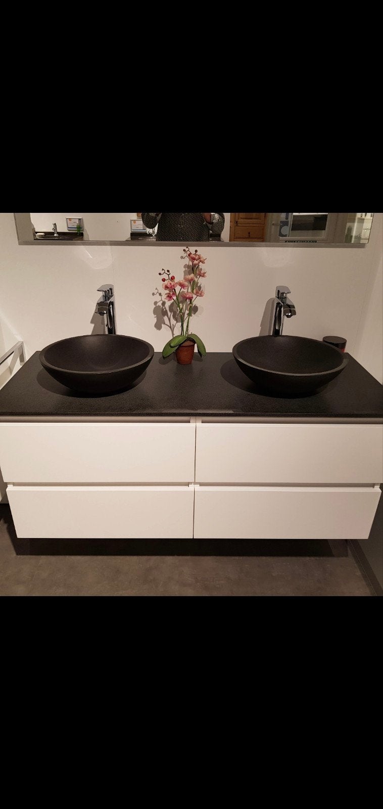 Balmani Stretto granieten wastafelblad met 2 waskommen, Ophalen, 100 tot 150 cm, Nieuw, Minder dan 100 cm