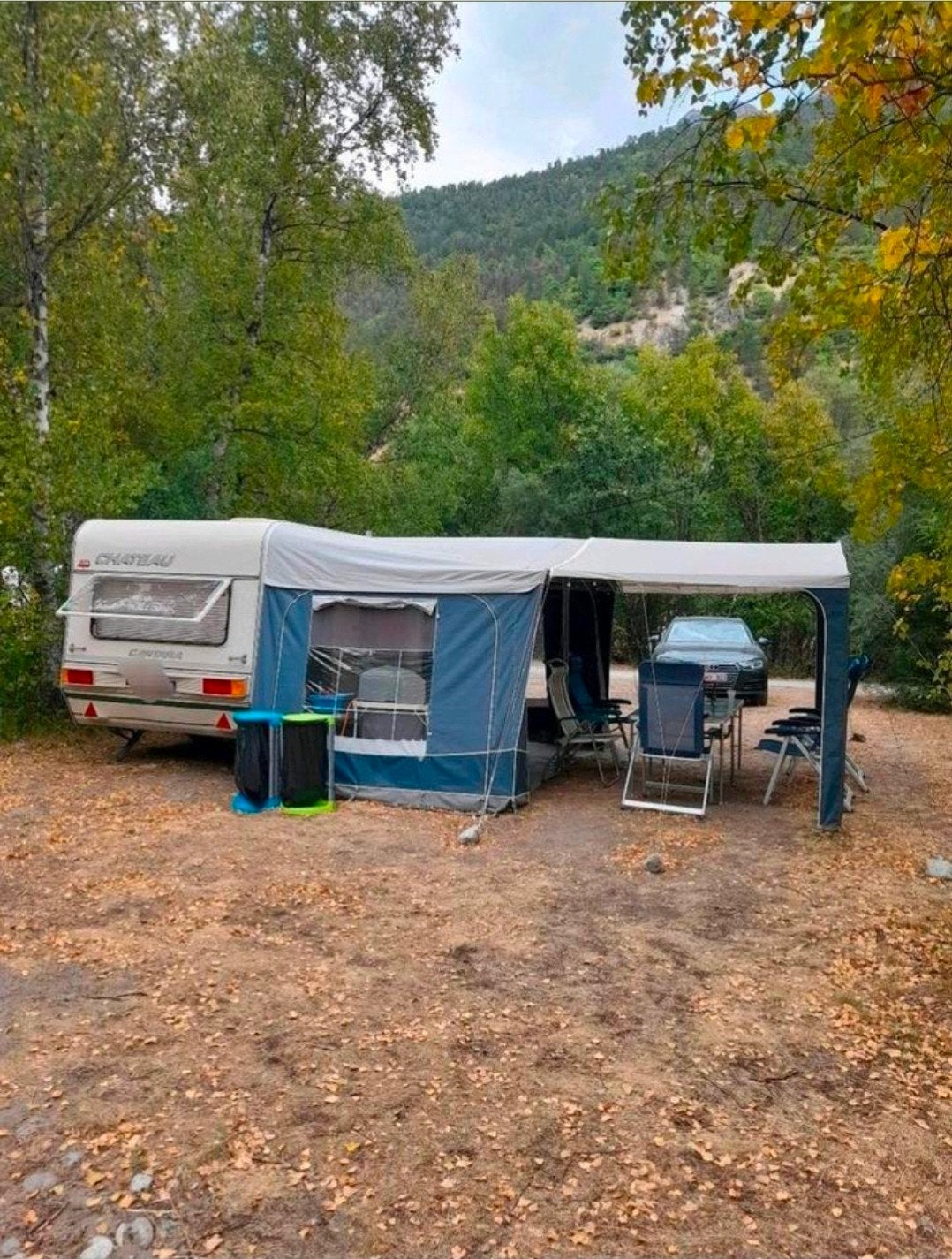 Voortent en  luifel chateau 380, Caravans en Kamperen, Ophalen, Gebruikt, Polyester, Dorema