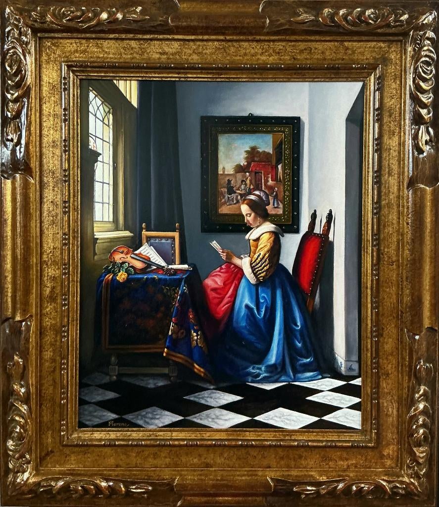 Homage to Johannes Vermeer. Brieflezend meisje, Antiek en Kunst, Kunst | Schilderijen | Klassiek, Ophalen