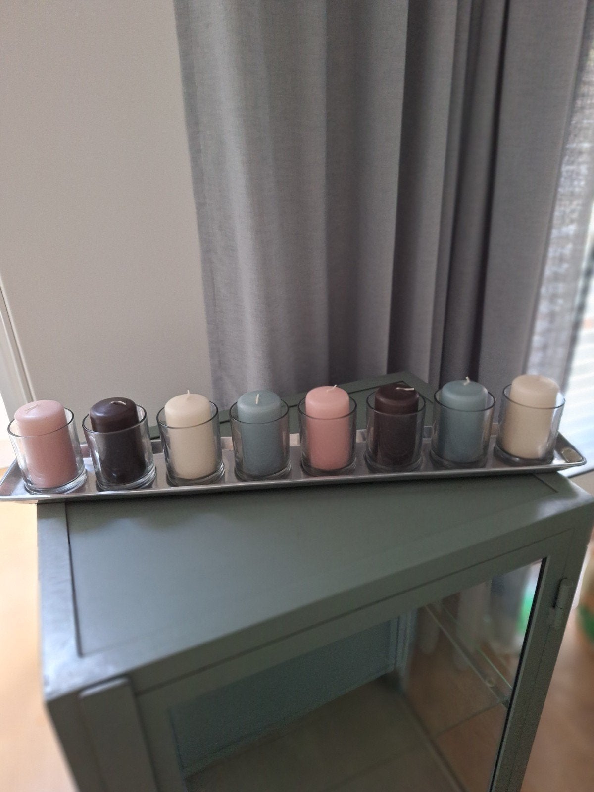 Rivièra Maison Votive Tray zilver met 8 kaarsen, Rivièra Maison, Ophalen of Verzenden, Zo goed als nieuw, Metaal