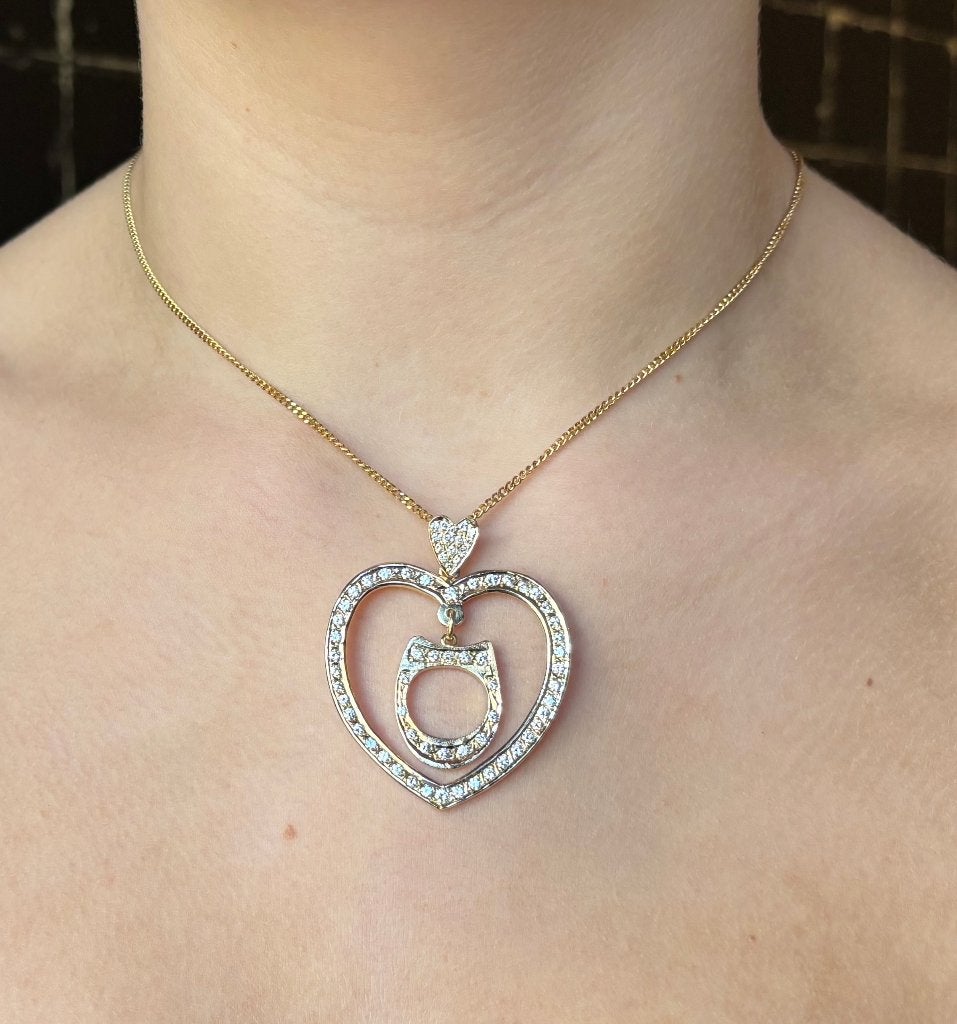 Grote hart 14k ketting hanger 70 diamanten luxe goud dames