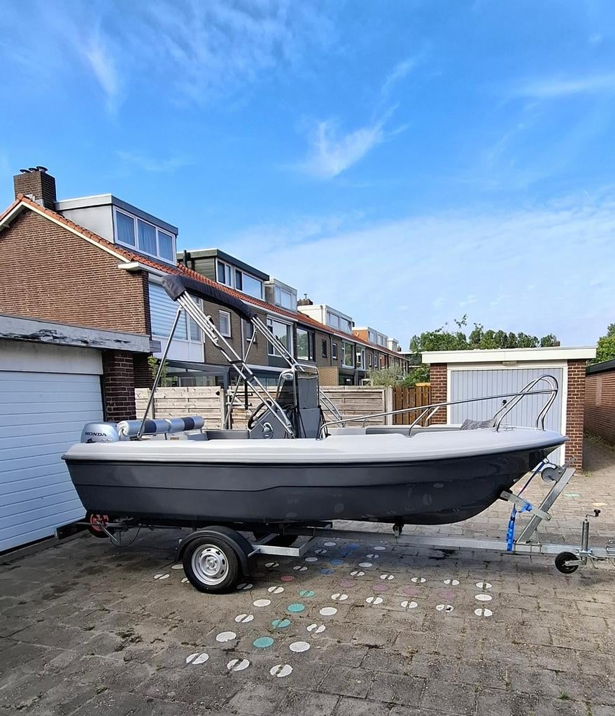 Euroboat consloleboot - inclusief trailer, Watersport en Boten, Consoleboot, Ophalen, Zo goed als nieuw, Biminitop