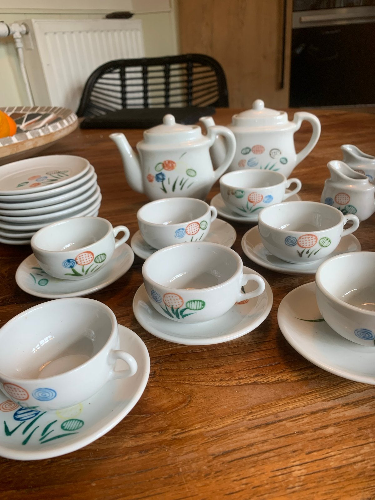 Vintage Chinees porseleinen theeservies - 22-delig, Verzamelen, Ophalen of Verzenden, Gebruikt