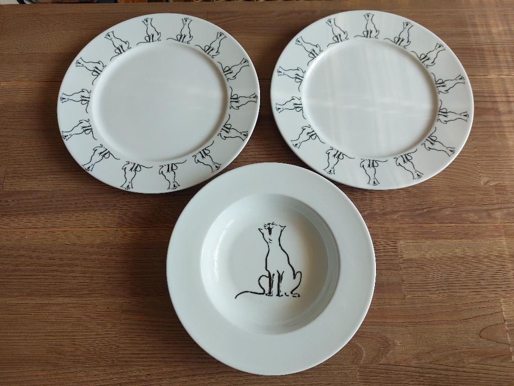 Prachtige Vintage Borden  Kat Poes  Tavola Exclusive Globus, Verzenden, Zo goed als nieuw, Porselein, Bord of Schaal