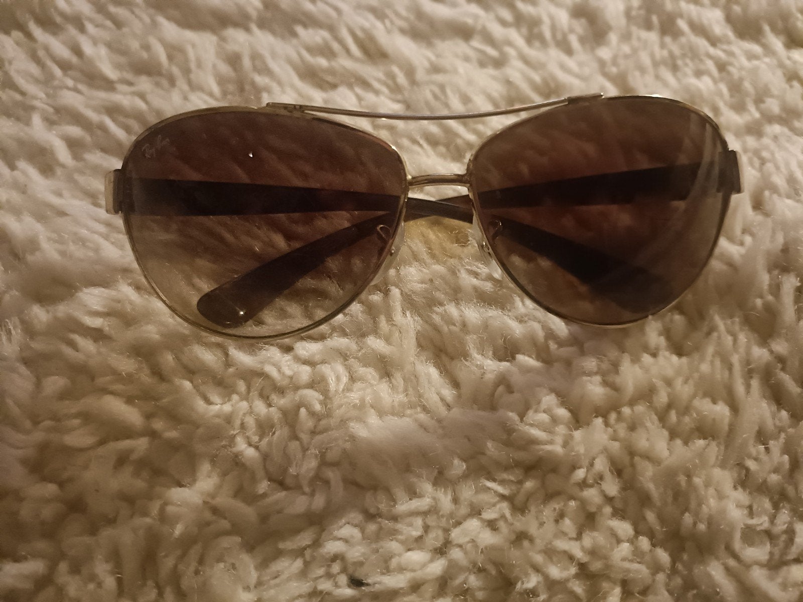 Ray-Ban Aviator Zonnebril - Goudkleurig met Bruine Gl, Gebruikt, Zonnebril, Bruin, Ophalen of Verzenden