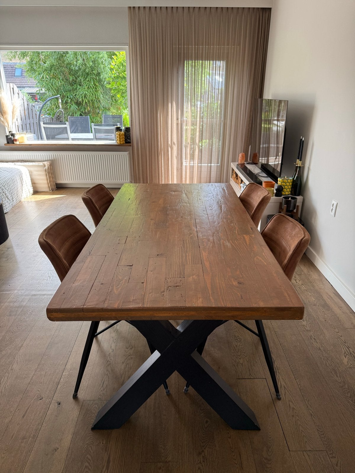 Eettafel Loods5 (180x90) met Pronto stoelen (4 stuks), Ophalen, Gebruikt, 50 tot 100 cm, 150 tot 200 cm