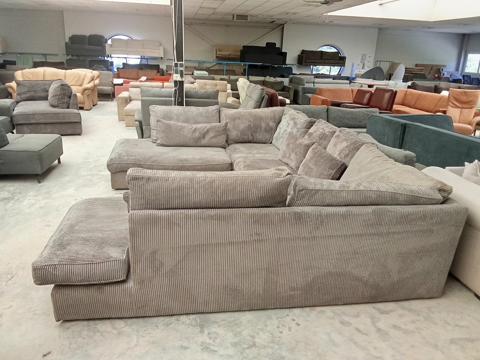 U bank ribstof 340x250x250cm nu €300,-, Gebruikt, ., 125 cm of meer, Ophalen of Verzenden