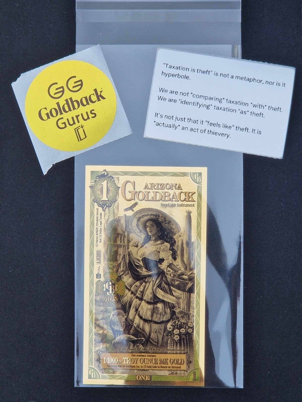 1 Goldback Arizona 2025 - 1/1000 Troy Ounce Goud, Postzegels en Munten, Munten | Azië, Ophalen of Verzenden, Midden-Oosten, Goud