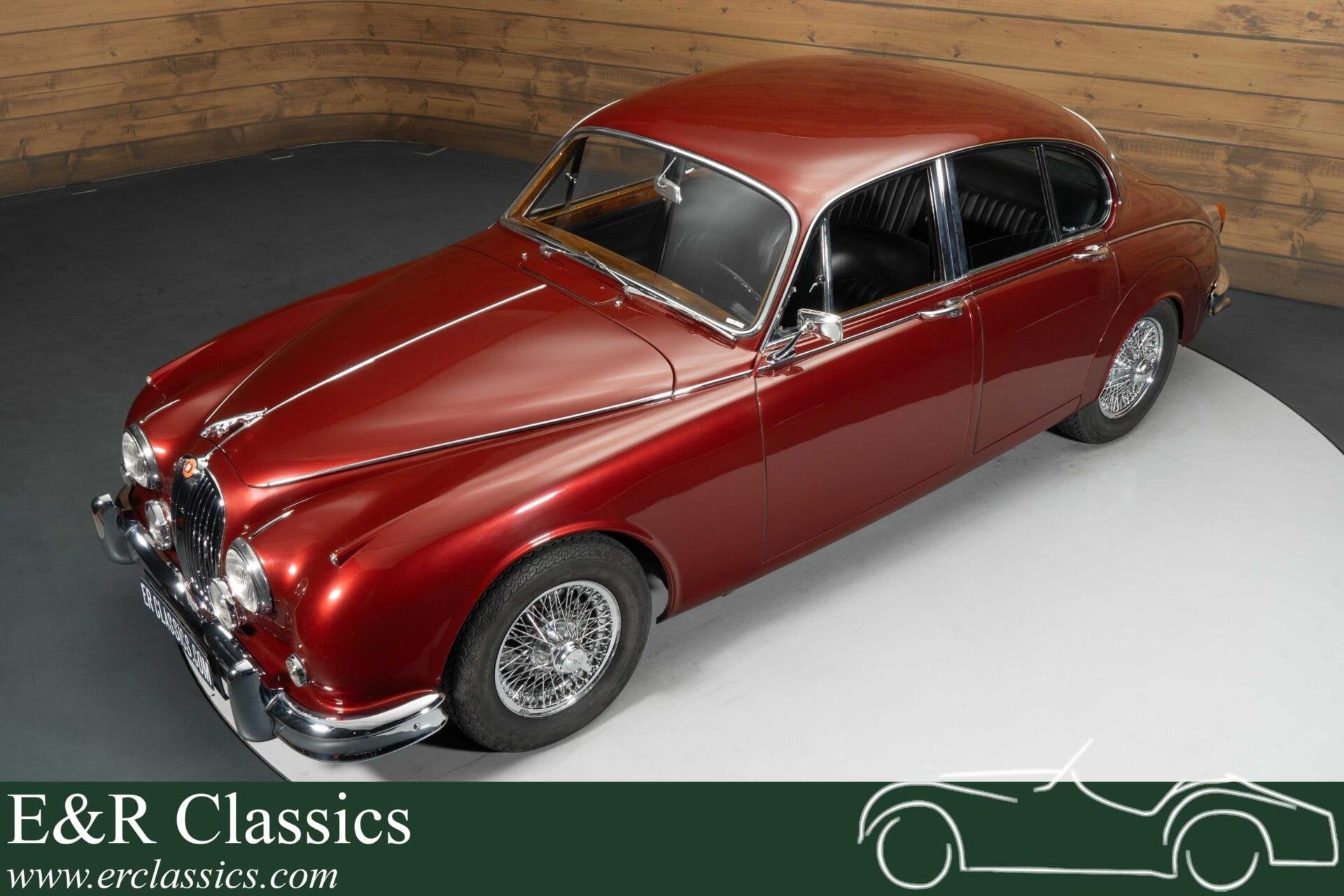 Jaguar MK2 3.4 Sedan | 1964, Auto's, Oldtimers, Lederen bekleding, Achterwielaandrijving, Zwart, 4 stoelen