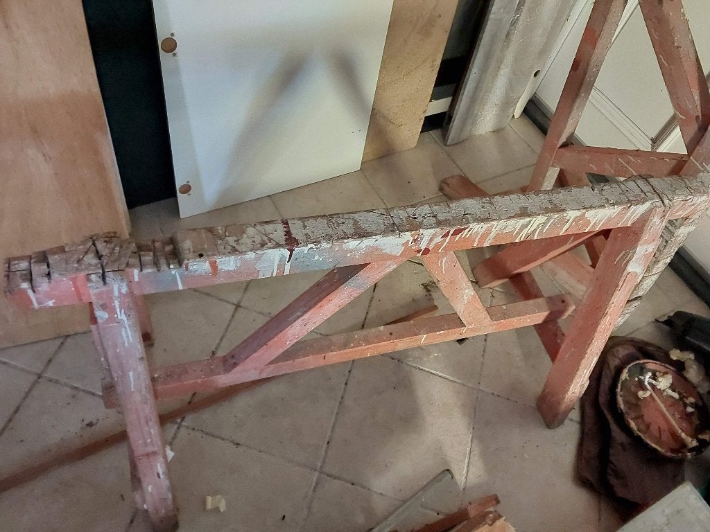 Houten schragen, 2 stuks werkbank steun bokjes, Ophalen, Gebruikt, 70 tot 120 cm