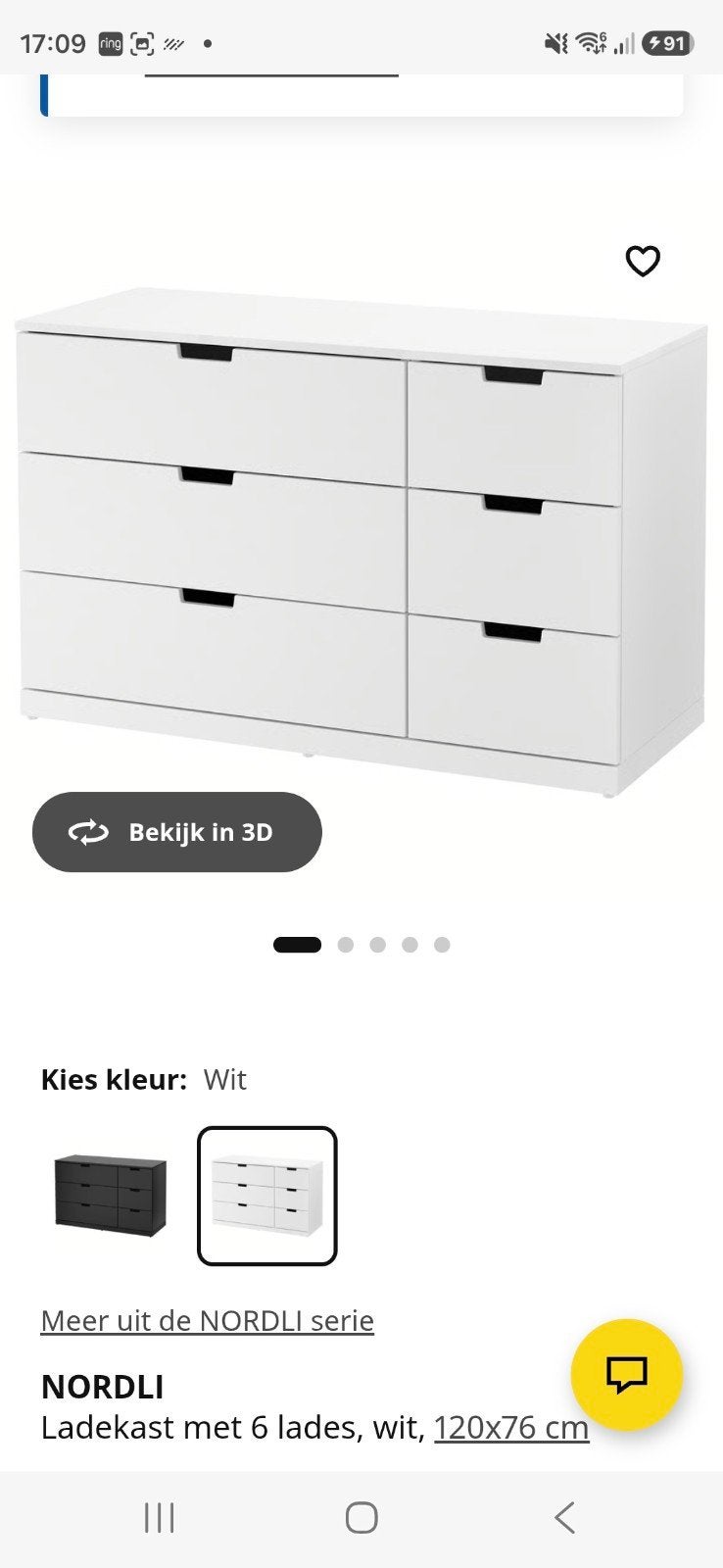 Ikea Nordli Ladekast, Ophalen, Gebruikt, 50 tot 100 cm, 3 of 4 laden