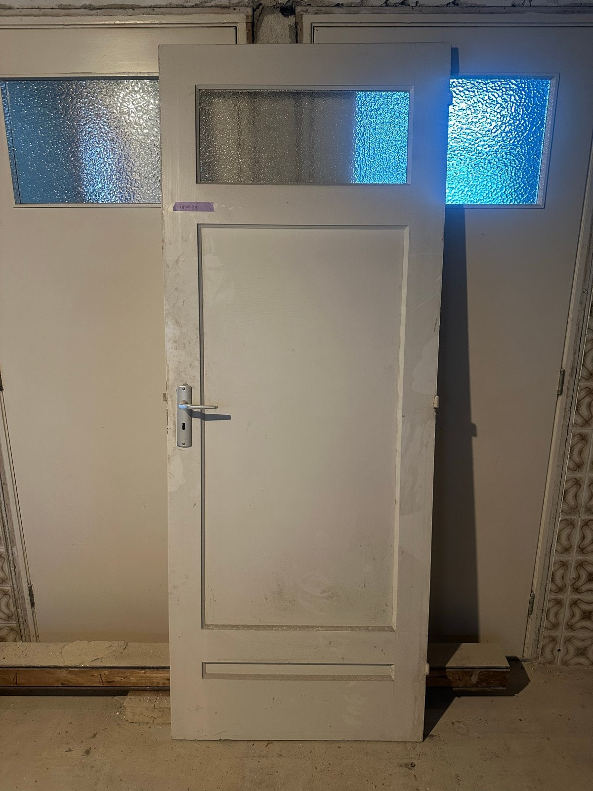 Binnendeur met glas, 78x201 cm, Ophalen, Gebruikt, Minder dan 80 cm, Binnendeur