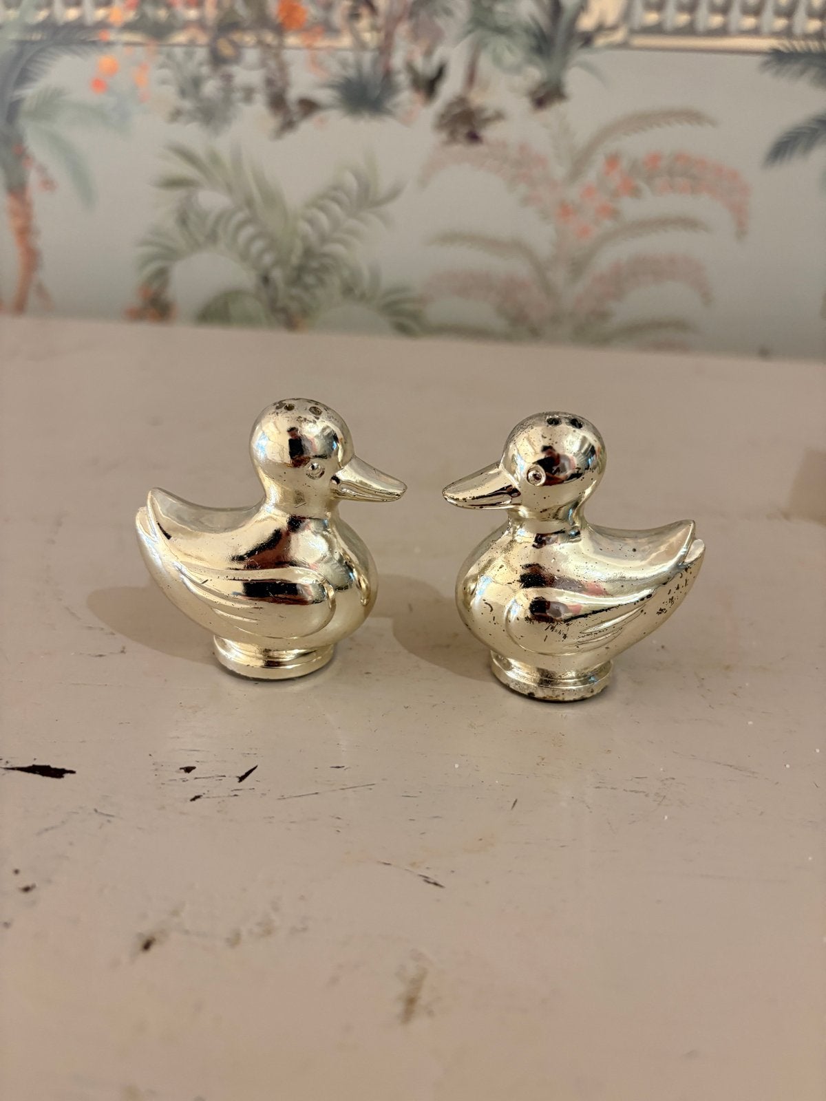Vintage Verzilverd Peper- en Zoutstel Eendjes Sheffield, Ophalen of Verzenden, Zilver