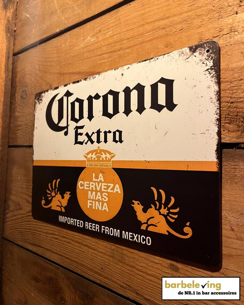 Corona Extra Metalen Reclamebord - Vintage Look, Reclamebord, Gebruikt, Ophalen of Verzenden, Zz