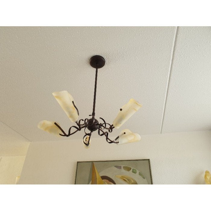 # Kenwell Trading Hanglamp. Met kelkjes van glas, Ophalen, Gebruikt, Glas, Plafondlamp