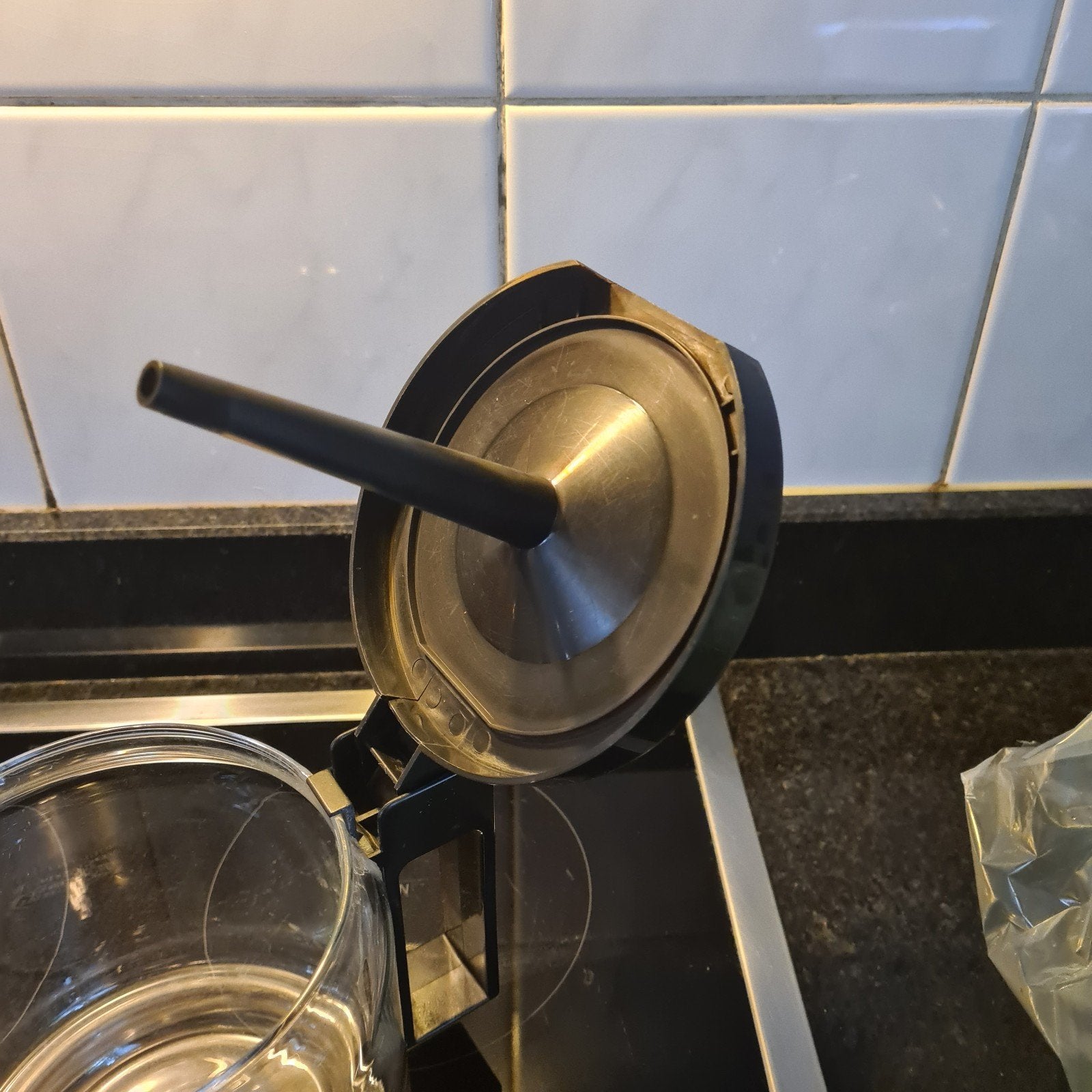 Moccamaster Koffiekan - Glazen Kan met Deksel, Gebruikt, Overige modellen, 10 kopjes of meer, Gemalen koffie