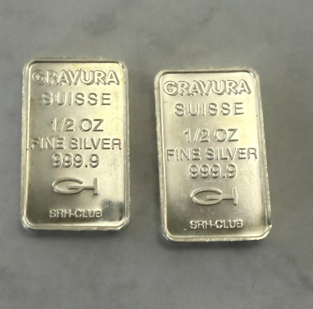 1/2oz 2x zilver Gravura Swiss / Fine Silver / 9999 zilver, Postzegels en Munten, Edelmetalen en Baren, Ophalen of Verzenden, Zilver