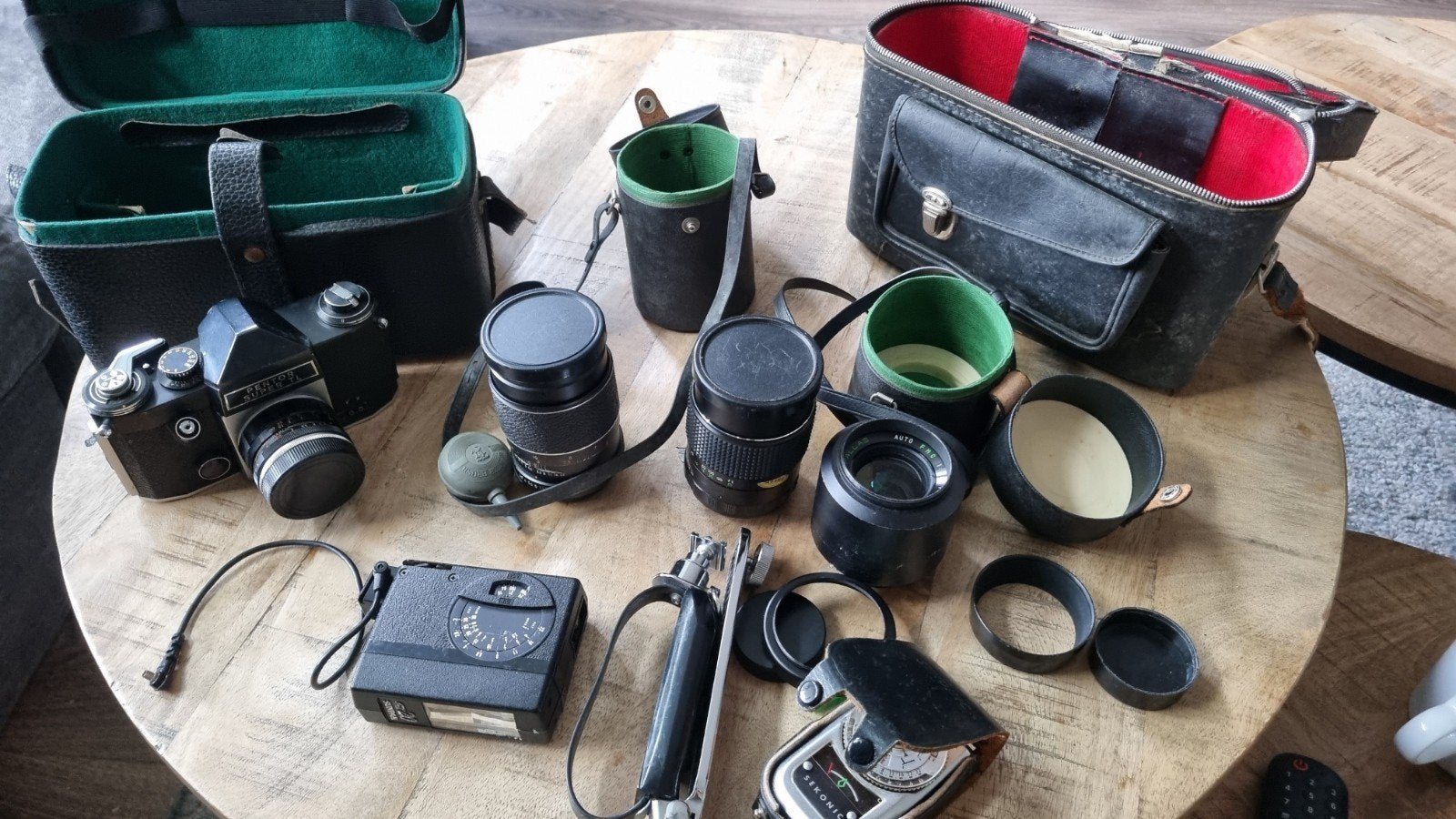Vintage analoge camera set Pentor Super TL + 3 objectieven +, Ophalen, Gebruikt, Spiegelreflex, Overige Merken
