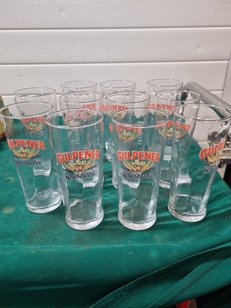 gulpener korenwolf bierglazen 11 stuks, Ophalen of Verzenden, 'T Olde Gre-j, Info@toldegrej.nl, Endepoelstraat 20f Didam