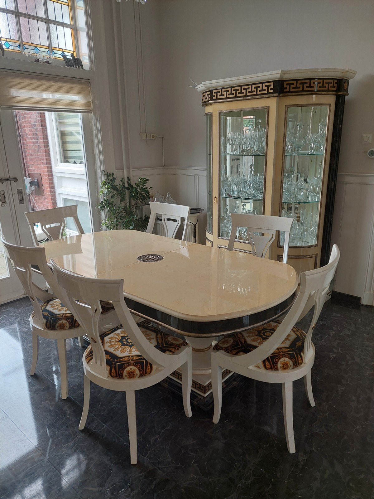 Versace Eetkamer Set, salontafel en meer, Ophalen of Verzenden, Gebruikt, Luxe, Versace, Klassiek, Design, 4 tot 6 stoelen