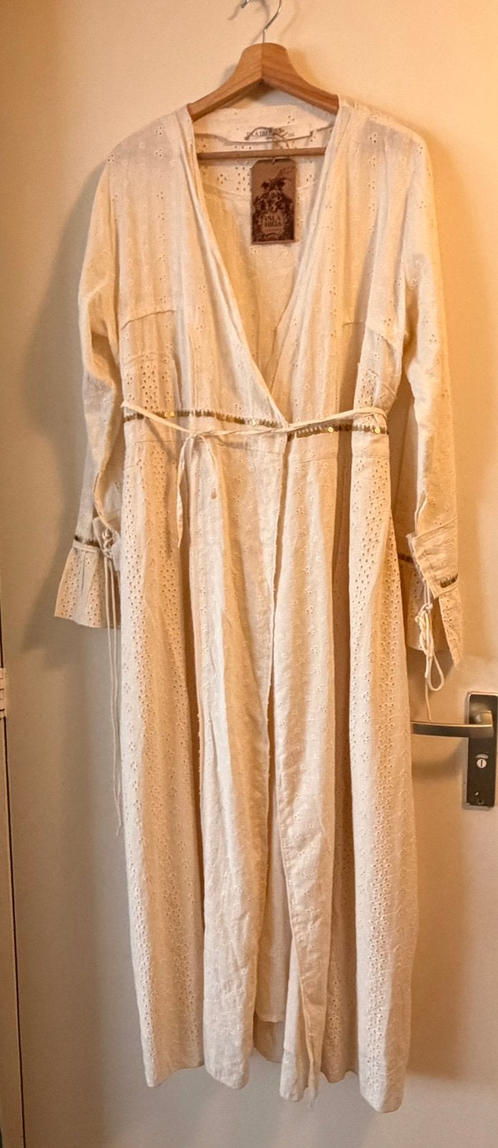 Isla ibiza bonita wikkeljurk kimono xxl katoen ecru broderie, Verzenden, Nieuw