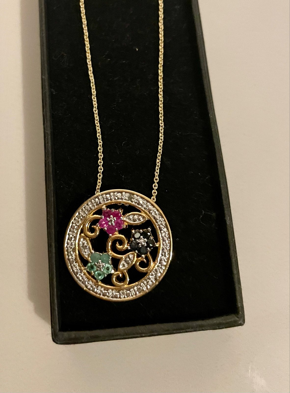 Vintage Gouden Dames Ketting met Edelstenen, Ophalen of Verzenden, Zilver, Met edelsteen