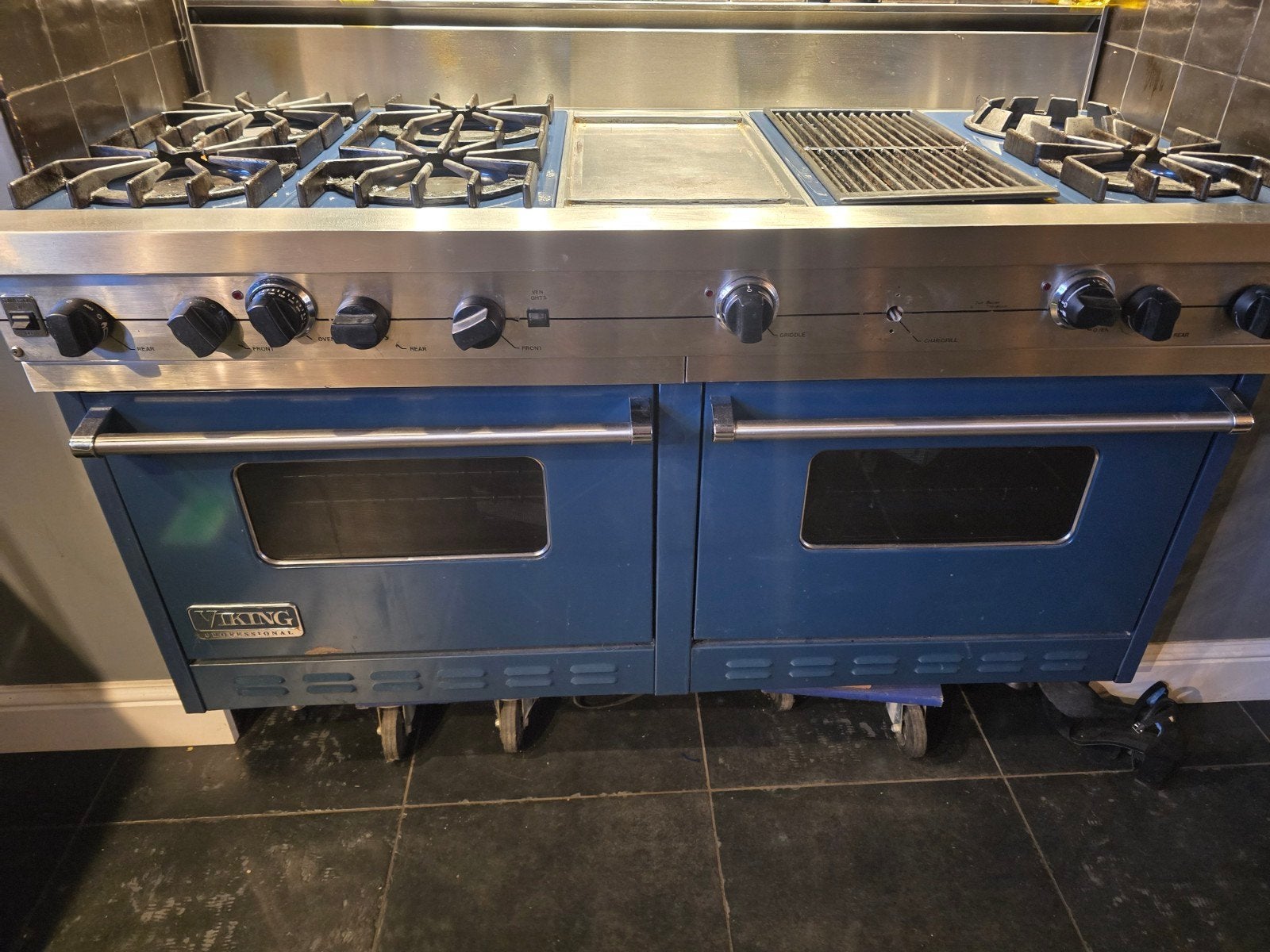 Viking Professional gasfornuis met dubbele oven, Witgoed en Apparatuur, Ophalen, Gebruikt, 60 cm of meer, Grill
