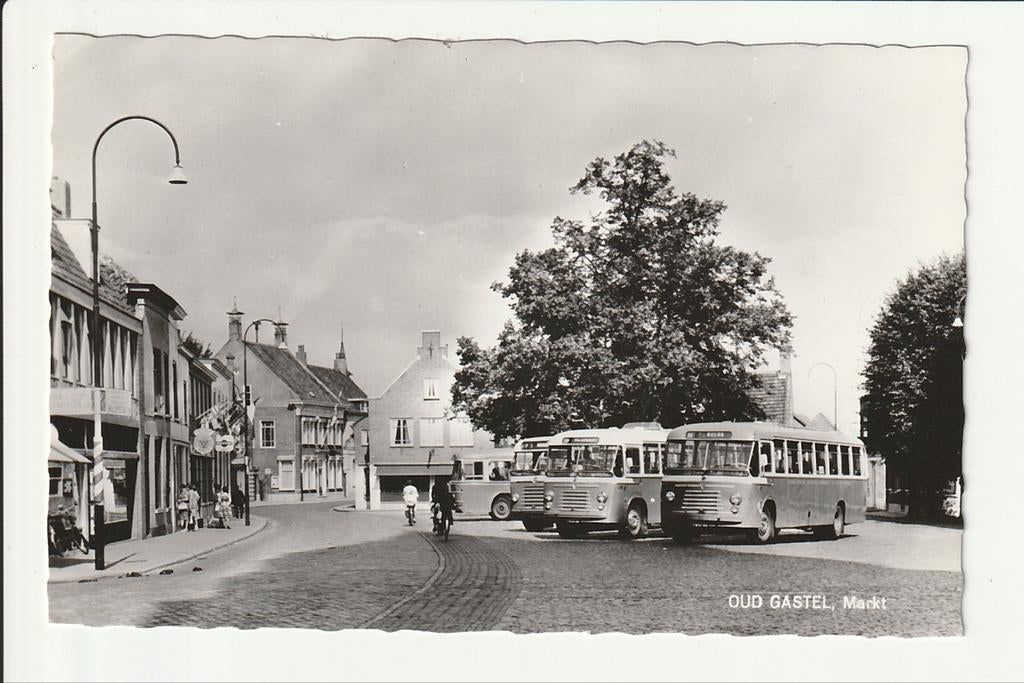 OUD GASTEL MARKT BUSSTATION DIVERSE BBA VERHEUL STREEKBUSSEN, Ophalen of Verzenden, 1960 tot 1980, Ongelopen, Noord-Brabant