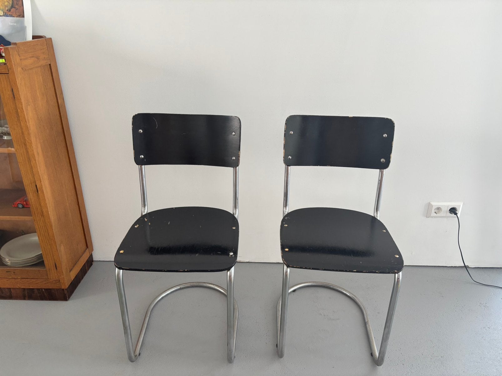 Buisstoelen vintage design, Ophalen, Gebruikt, Twee, Zwart