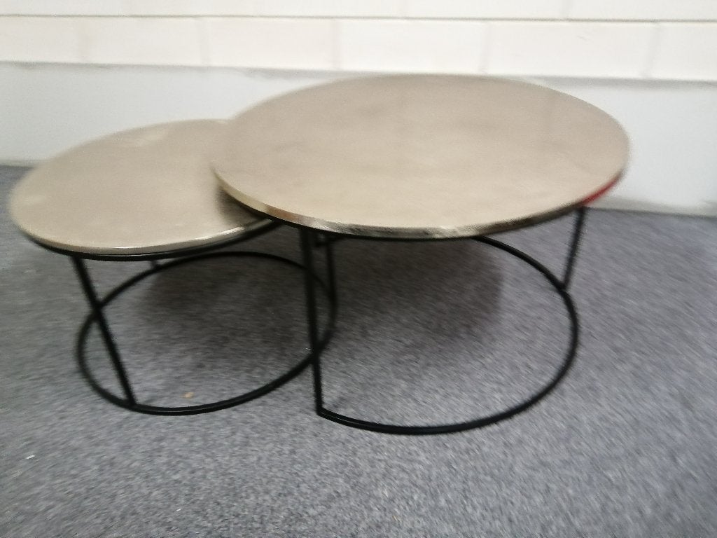 Richmond Interiors Salontafel Asher 2-delig Rond Champagne, Ophalen, 50 tot 100 cm, Richmond Interiors, Richmond Interiors model Asher