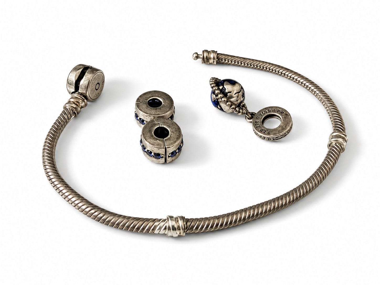 Pandora 925 Zilveren Armband met Bedels, Ophalen of Verzenden, Gebruikt, Zilver, Met bedels of kralen