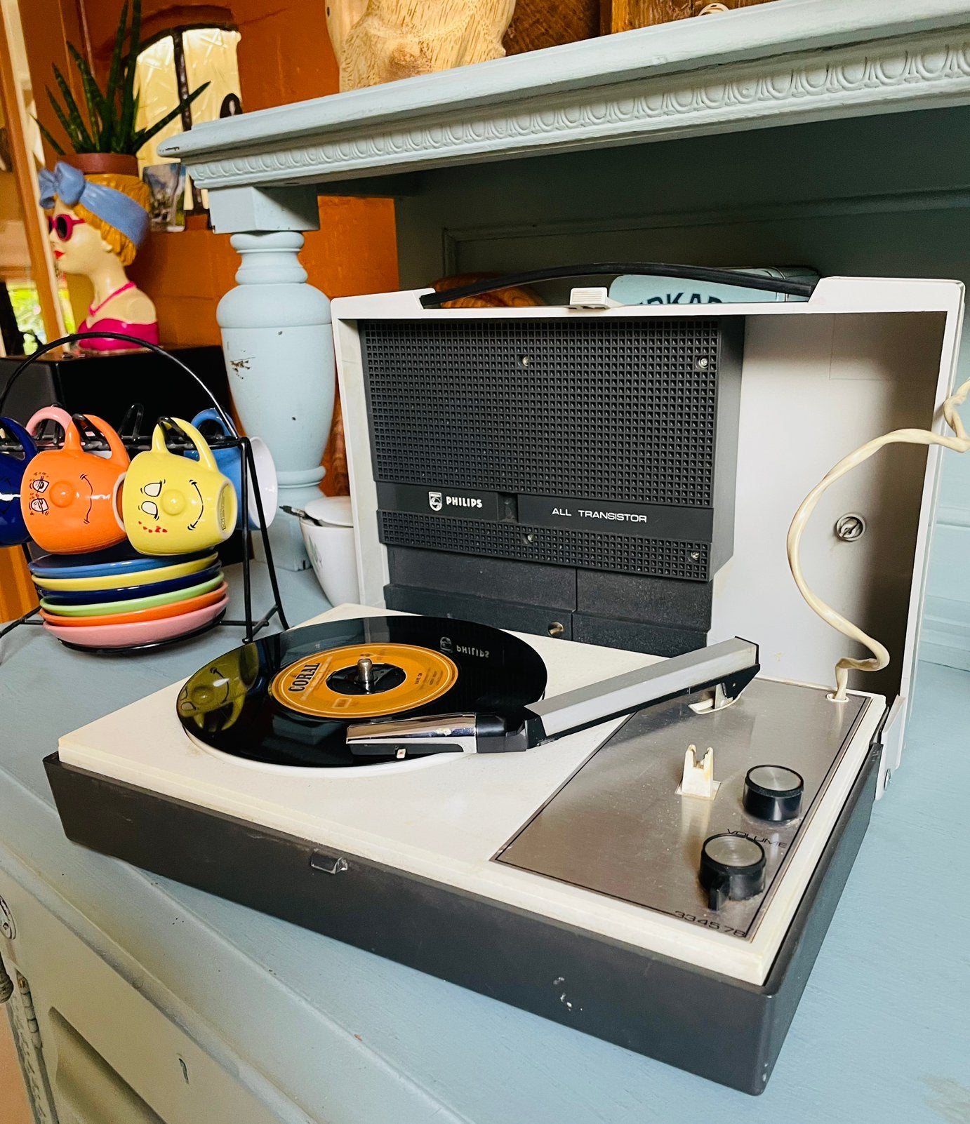 Oude philips all transistor platenspeler van begin jaren 60, Ophalen of Verzenden, Gebruikt, Platenspeler, Philips