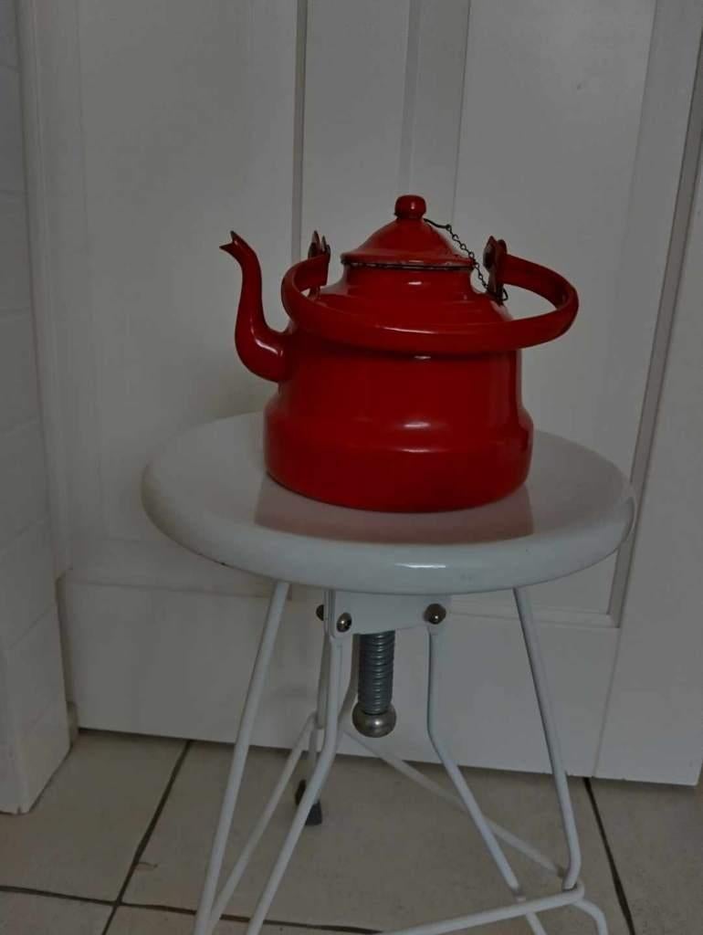 Vintage rode emaille ketel., Ophalen of Verzenden