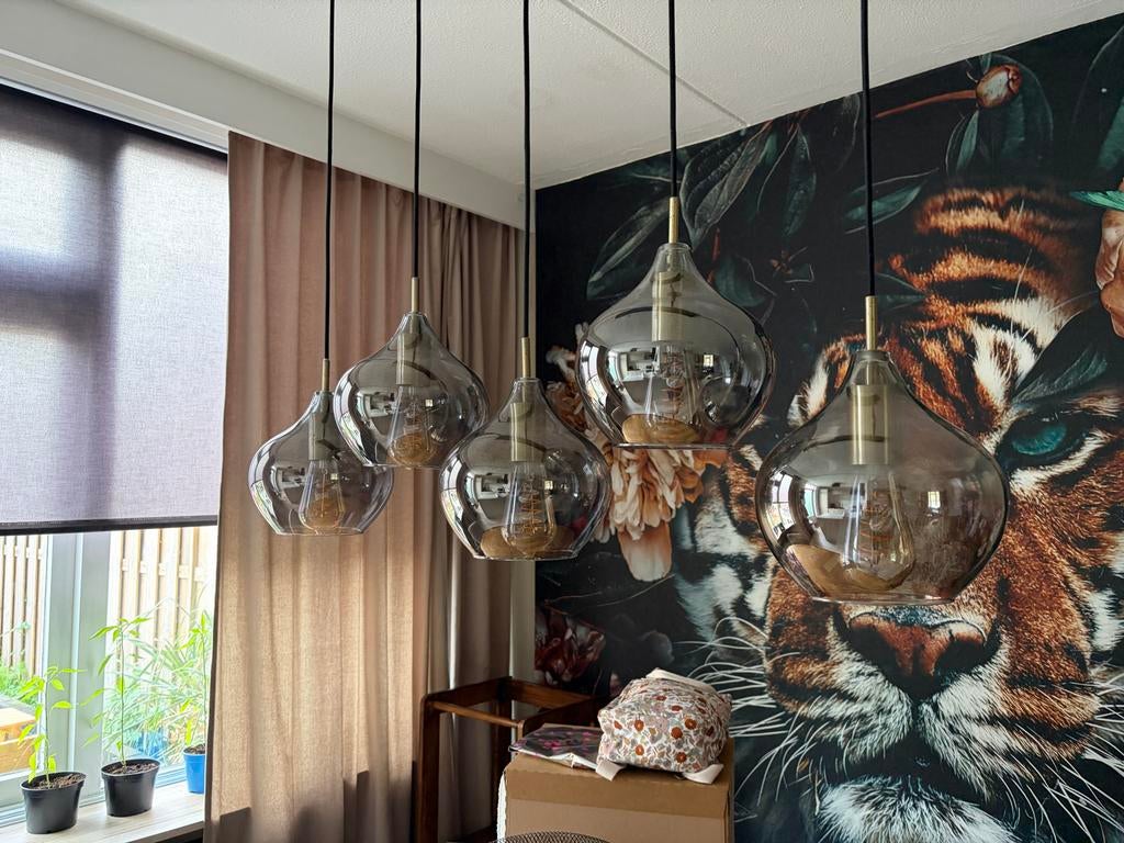 Light&living hanglamp RAKEL, Huis en Inrichting, Lampen | Hanglampen, Ophalen, Zo goed als nieuw, Glas, 75 cm of meer