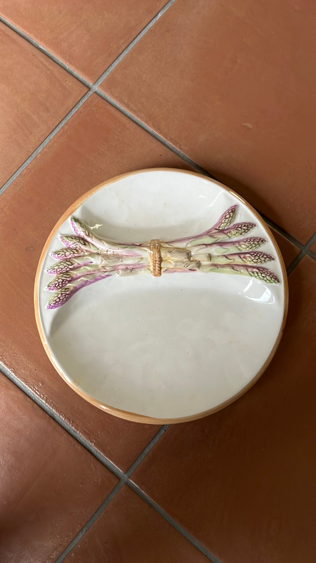 Asperge schaal / bord diameter 25 cm, Ophalen of Verzenden, Zo goed als nieuw, Overige stijlen, Schaal of Schalen