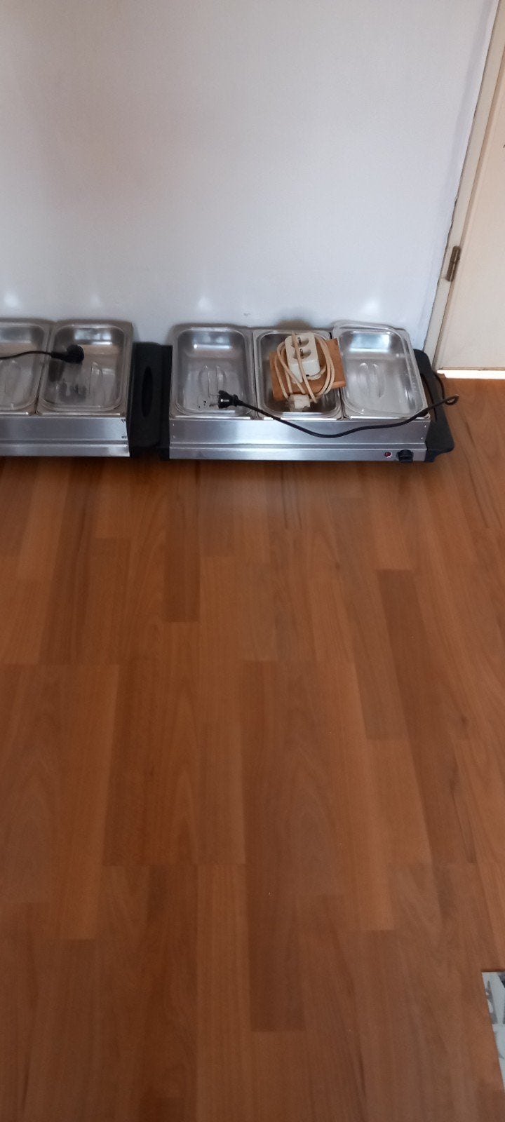 Elektrische Warmhoudplaat met 6 RVS Bakken, Ophalen, Gebruikt