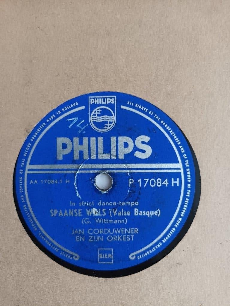 Jan Corduwener - Spaanse Wals  (78 Toeren), 10 inch, Ophalen of Verzenden, Zo goed als nieuw, Overige typen