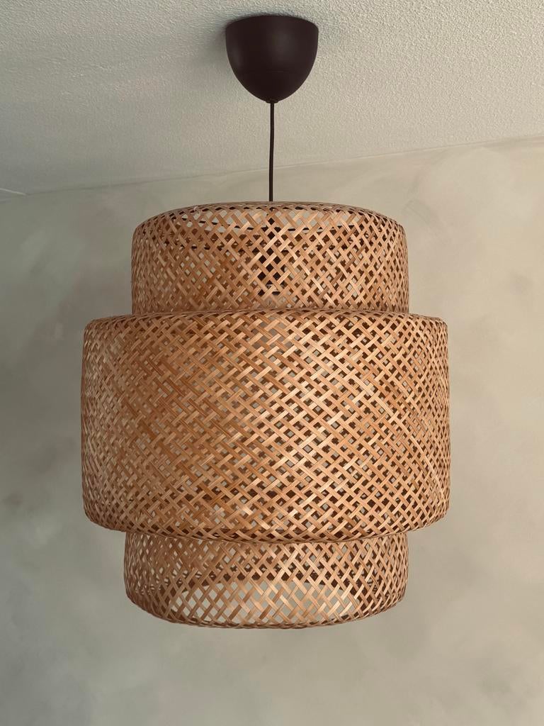 Rotan Plafond Lamp, Huis en Inrichting, Lampen | Hanglampen, Ophalen, Zo goed als nieuw, Overige materialen, 50 tot 75 cm