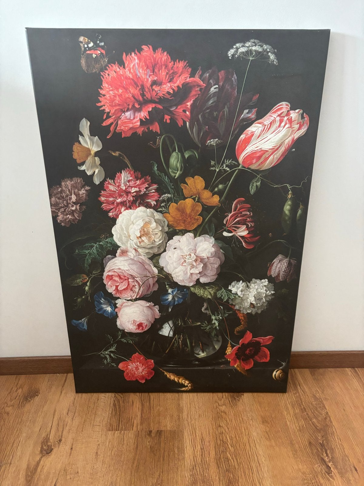 Schilderij met bloemenstilleven op canvas 60x90 cm, Ophalen, Doek, Stilleven, Klassiek