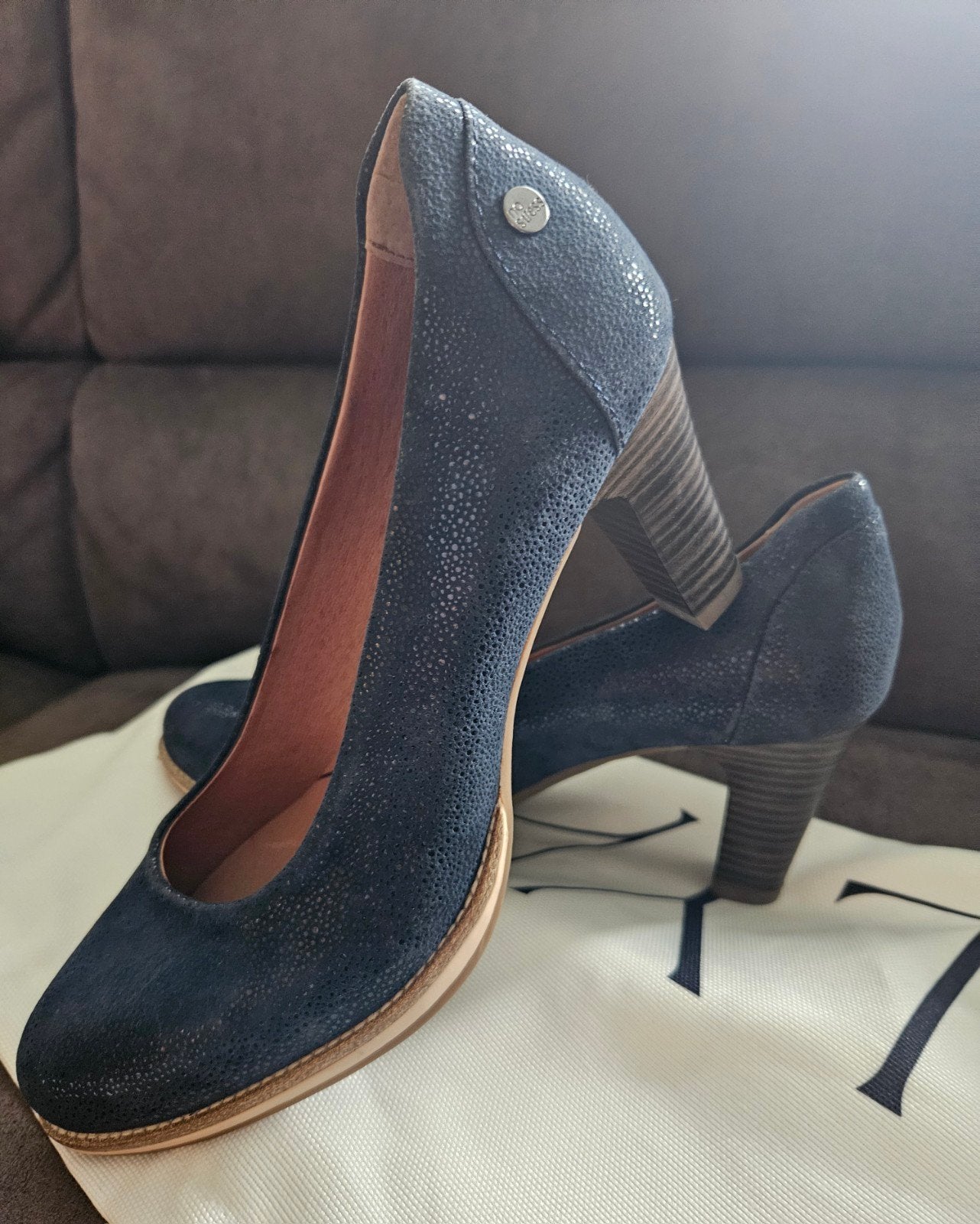 No Stress Comfort Pumps Donkerblauw Suède Structuur maat 38, Ophalen, Zo goed als nieuw, Blauw