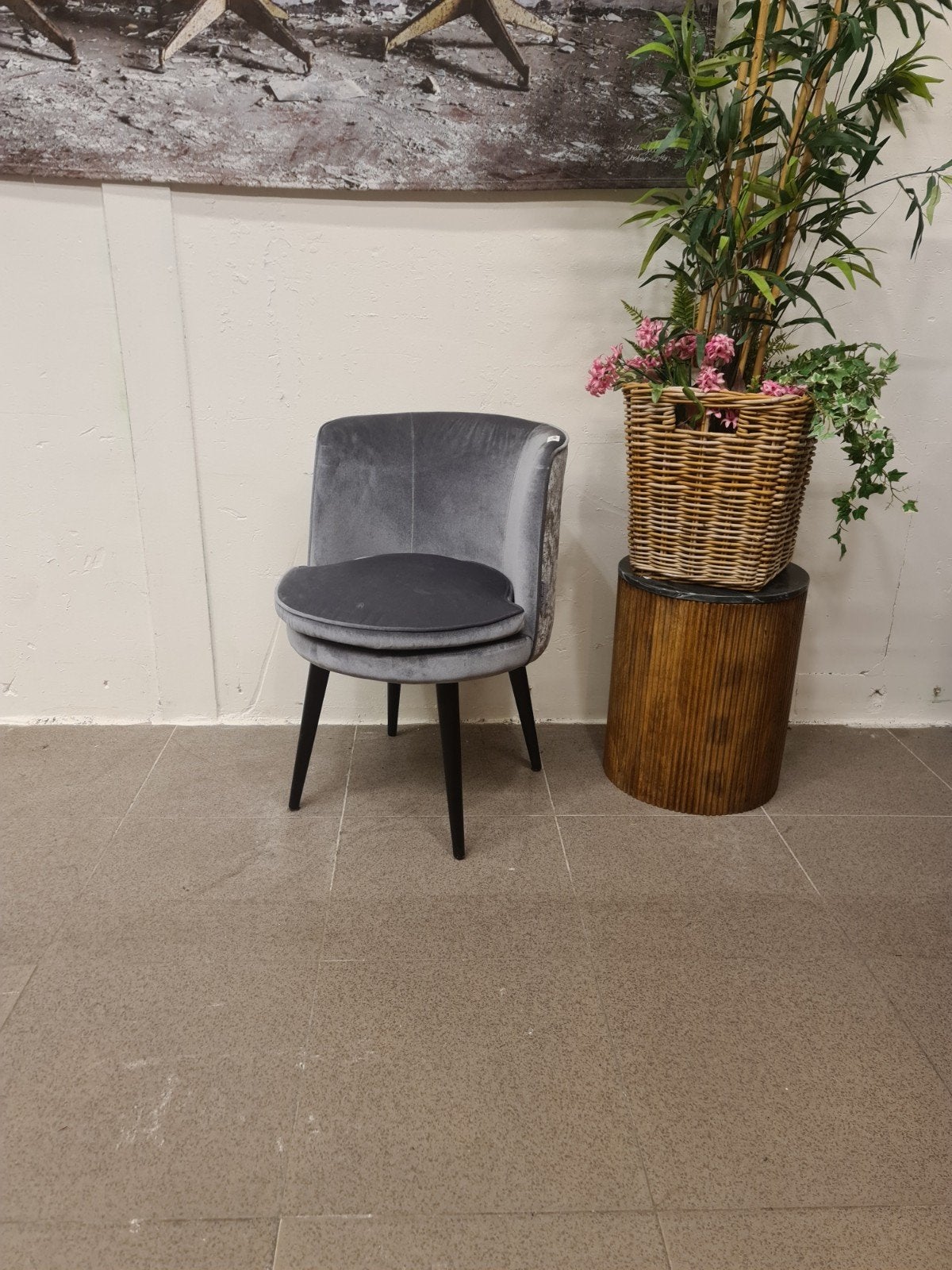 Nieuwe Richmond eetkamerstoel adore velvet grijs half kuipje, Ophalen, Industrieel landelijk barok brocante koloniaal boheems vintage