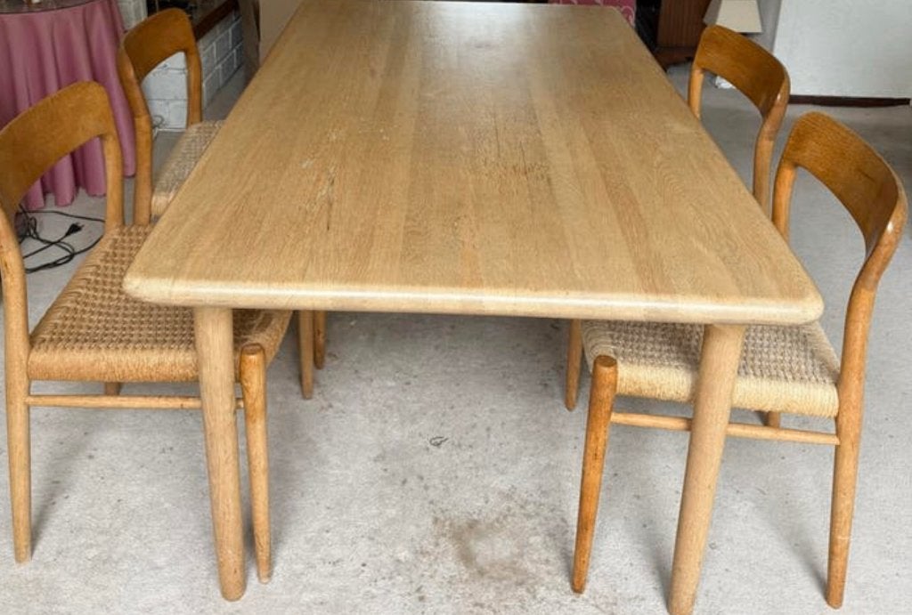 4 N.O. Moller stoel stoelen tafel vintage deens design eiken, Gebruikt, Bruin, Ophalen of Verzenden, Nvt