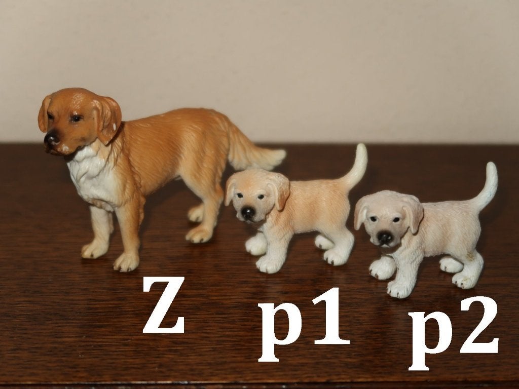 Golden Retrievers en Teckel van Schleich, vintage Farm World, Verzenden, Gebruikt