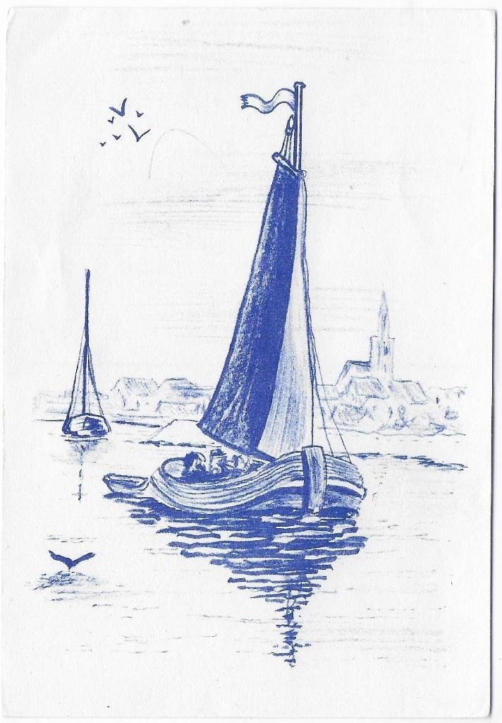 Zeilboten Ongelopen Ansichtkaart (B5855 ), Ophalen of Verzenden, 1980 tot heden