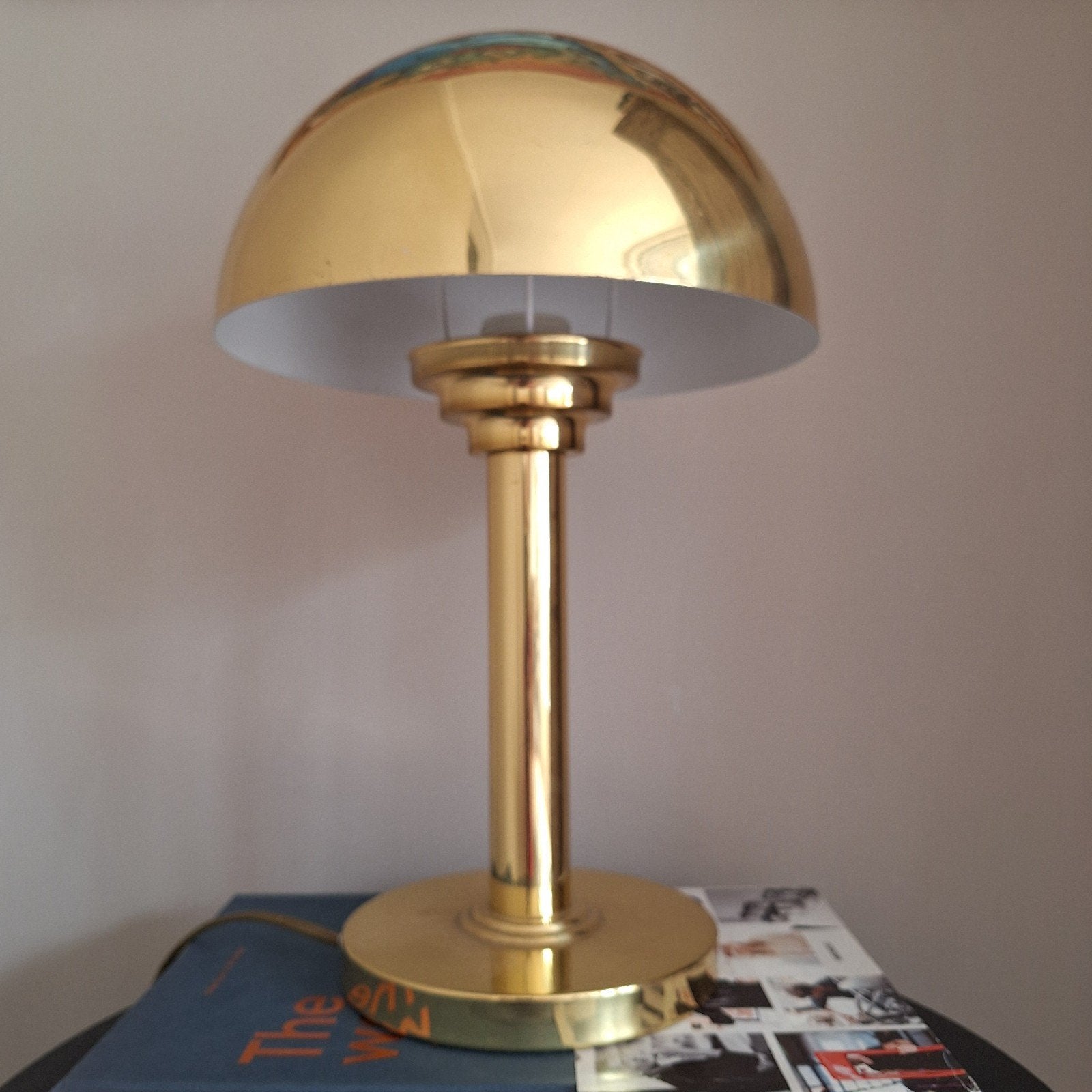 WSB Germany mushroom Bauhaus lamp messing, Ophalen, Gebruikt, 40 cm