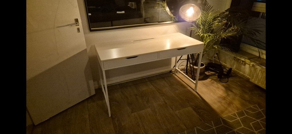 IKEA ALEX bureau wit – 2 lades + kabelgoot, Huis en Inrichting, Ophalen, Gebruikt, 132 cm, Wit